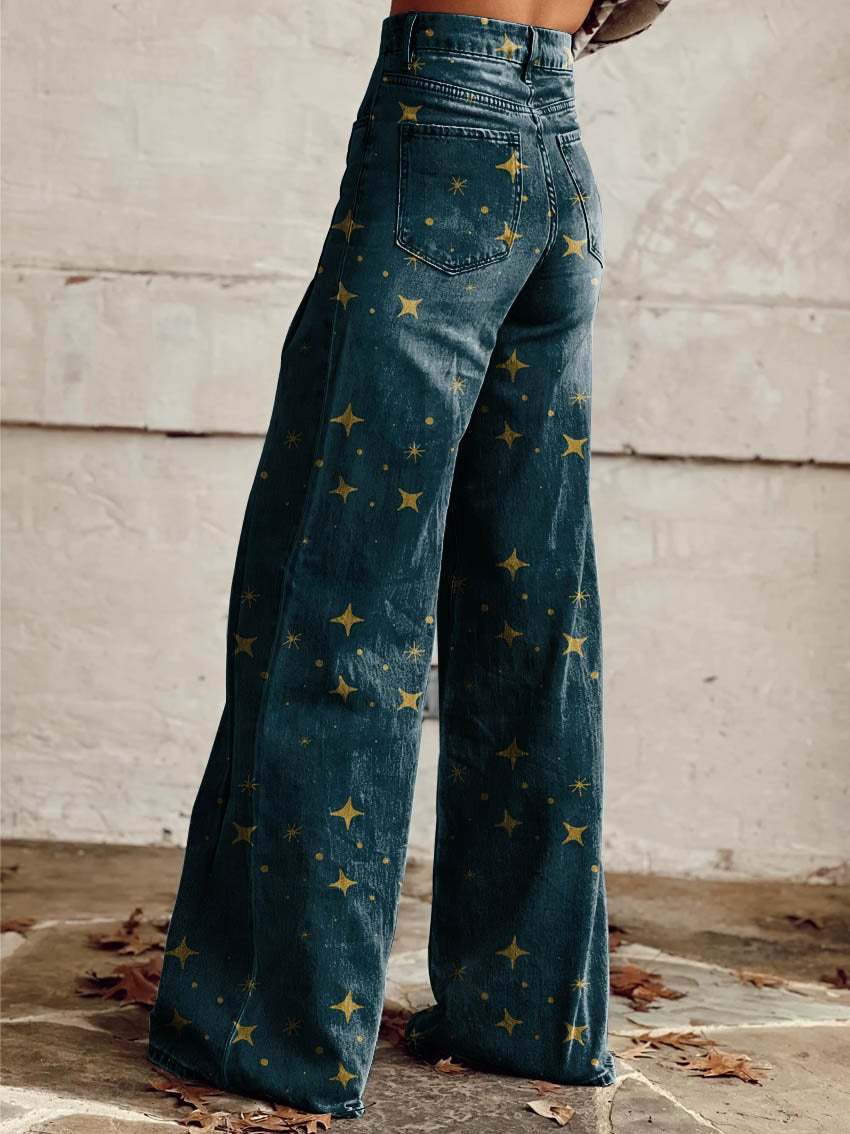 Aisling - Star Print Wide Leg Leisure Pants