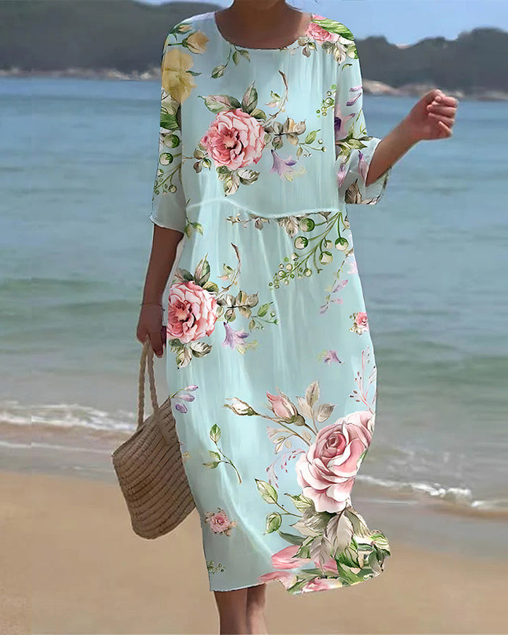 Rowenna™ Elegant Tummy-Covering Floral Dress