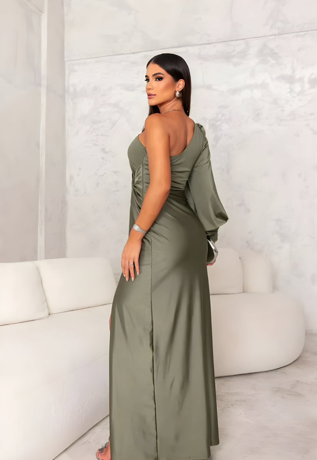 Elara™ | Elegant Silk Off-Shoulder Dress