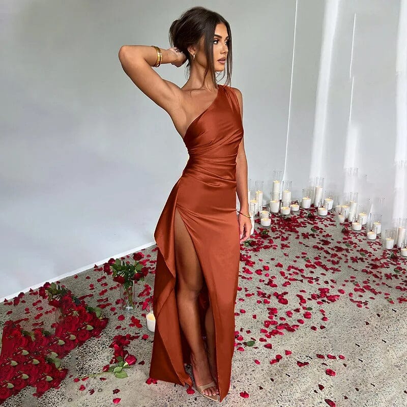 Soraya™ | Slim Fit Silk Maxi Dress