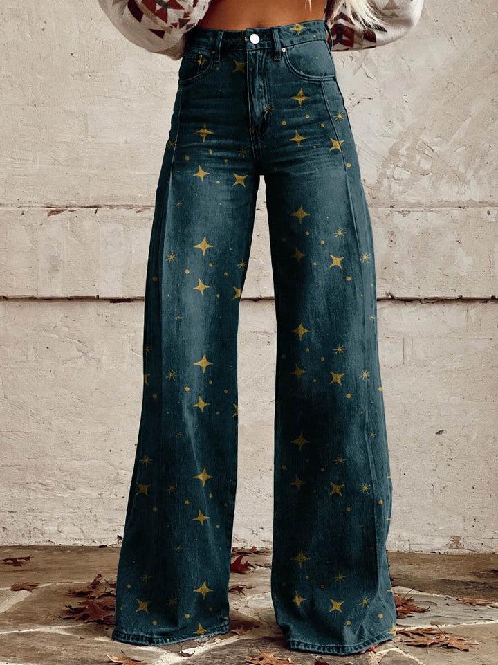 Aisling - Star Print Wide Leg Leisure Pants