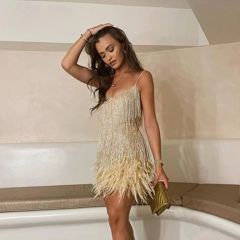 Abby - Feather Mini Dress