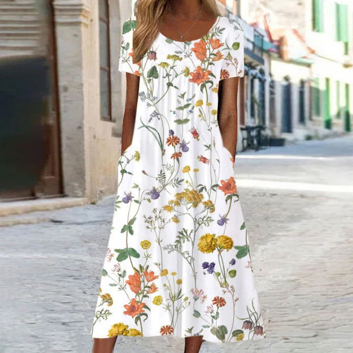 Isabelle™ Boho Floral Dress with Tummy Coverage