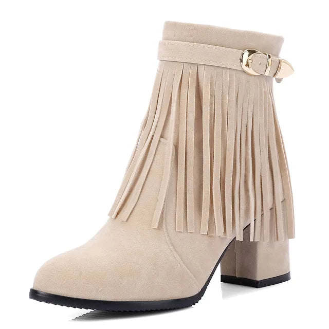 JENNY | Cowboy Ankle Boots with Fringe Tassel