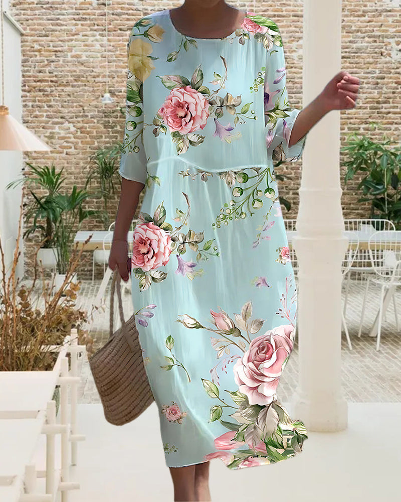 Rowenna™ Elegant Tummy-Covering Floral Dress