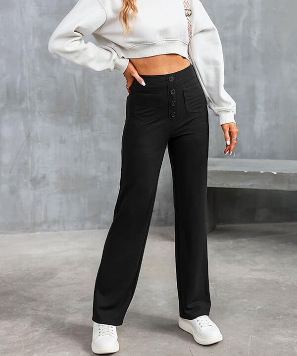 Indira - High Waisted Elastic Pants