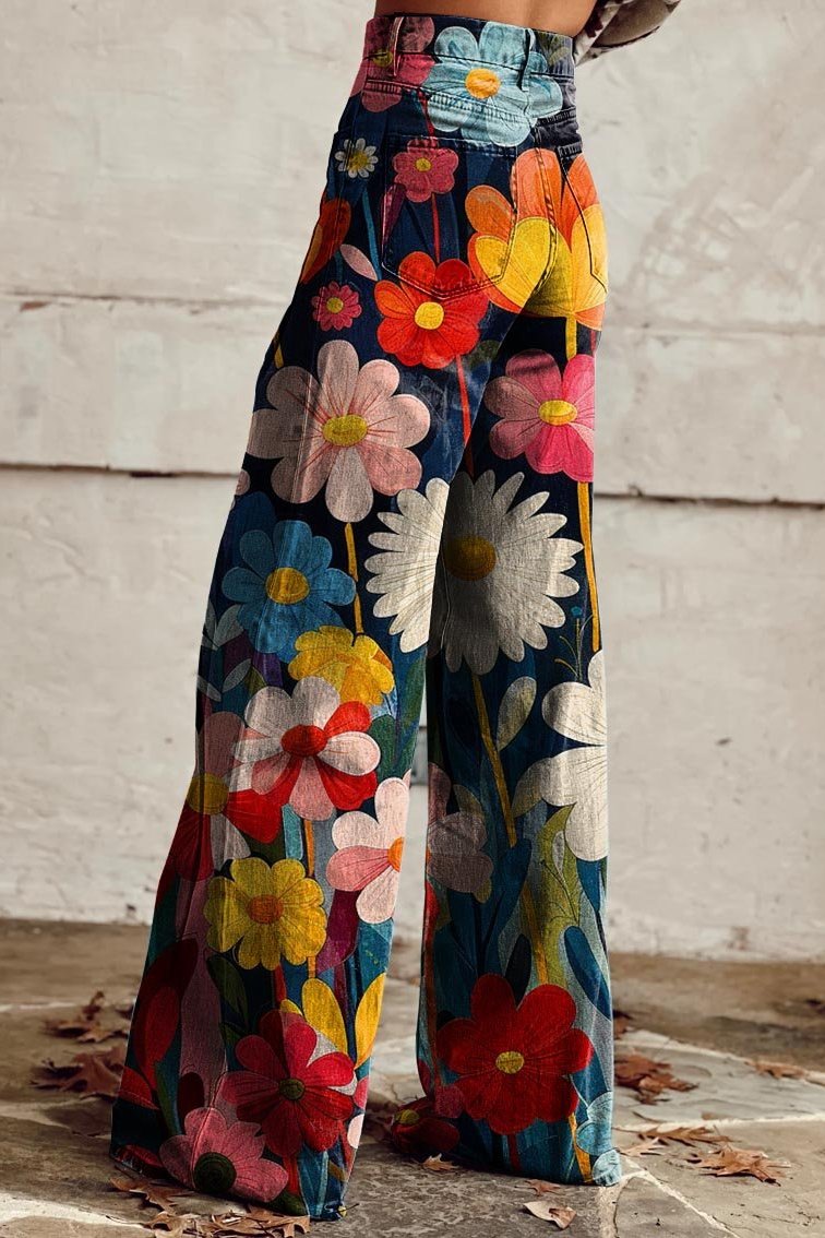 Kiara - Wide-Leg Trousers with Floral Pattern