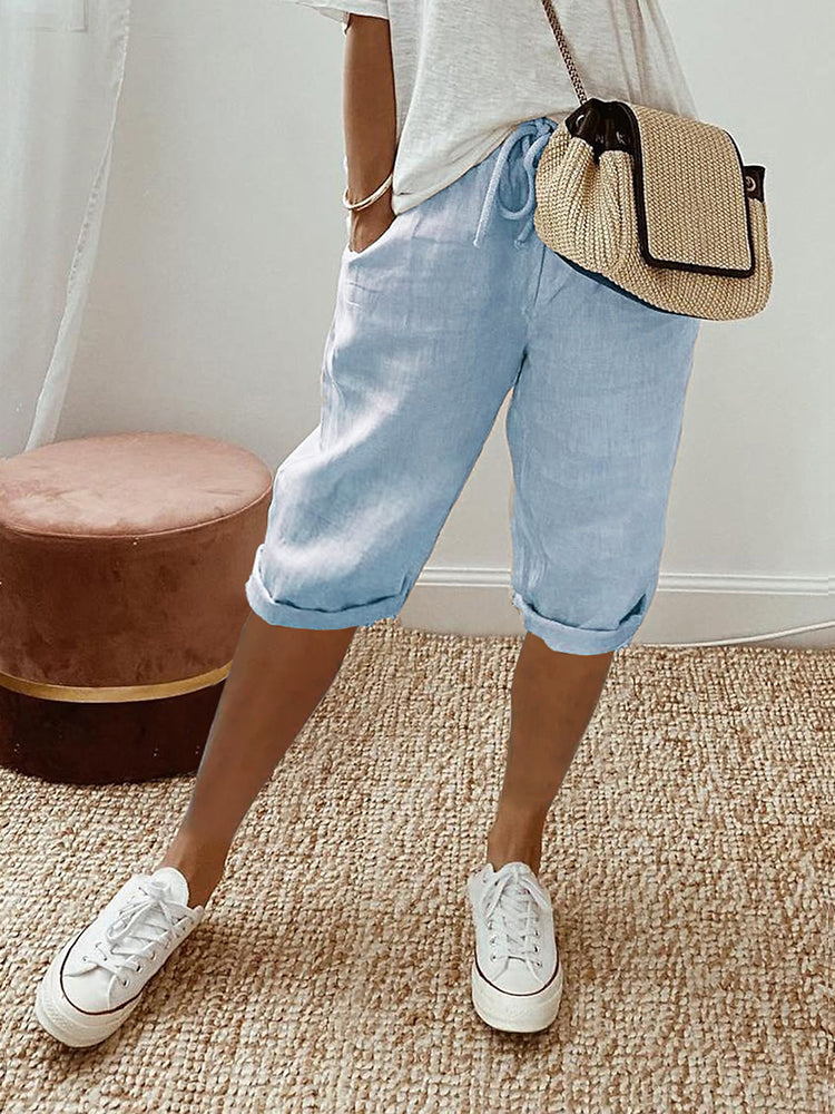 Feliz -  Drawstring Cotton Trousers